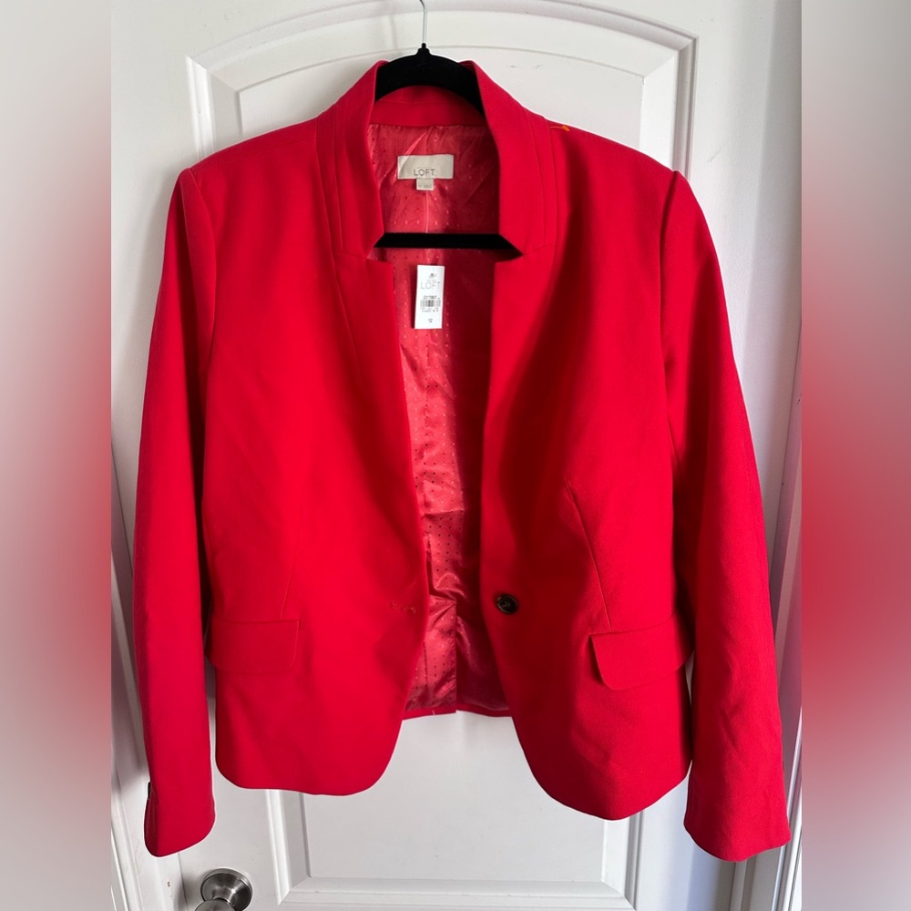 Ann Taylor Loft red blacker fully lined NWT size 12